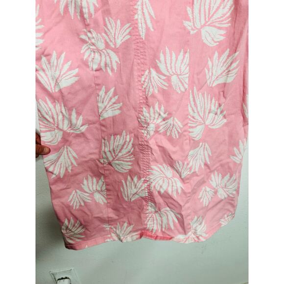 CINQ A SEPT Pink White Tropical Leaves Cotton Blend Phoenix Madison Dress sz 14 - Picture 4 of 13